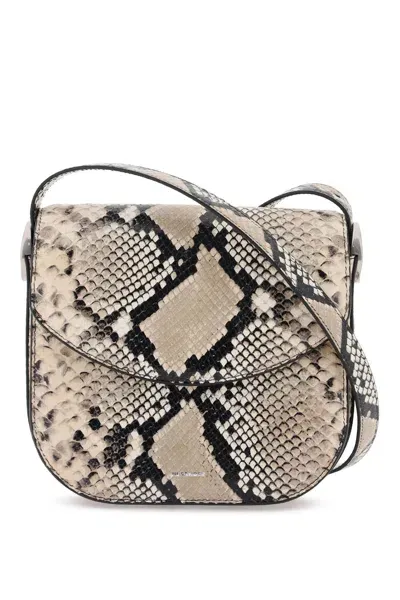 Jil Sander Coin Medium Python-print Leather Crossbody Bag In Black