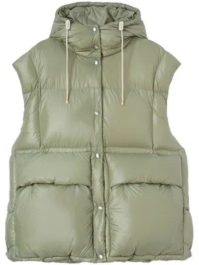 Jil Sander Quilted Down Gilet In Green