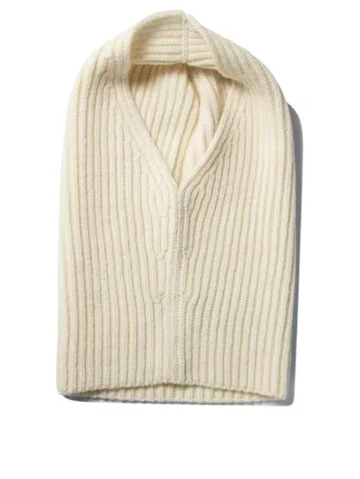 Jil Sander Ribbed Balaclava In 白色的