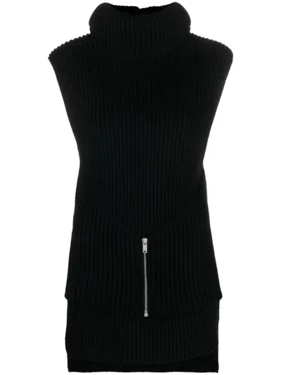 Jil Sander Roll-neck Knitted Wool Top In Black