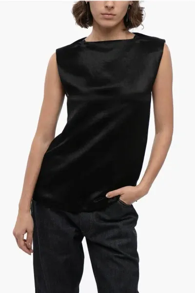 Jil Sander Satin Straight Fit Tank Top In Black