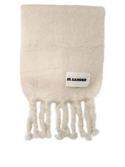 Jil Sander Scarf With Logo Patch Scarves White