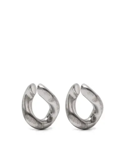 Jil Sander Scultped Cuff Earrings In Silver