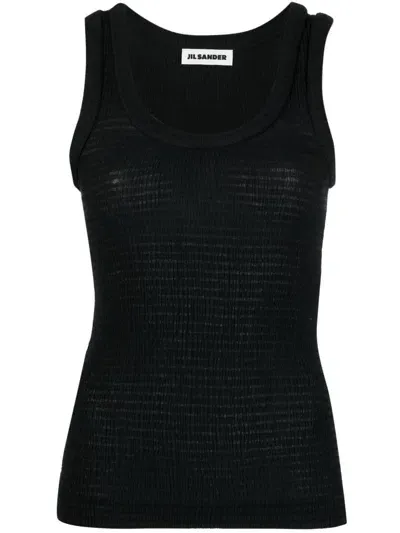 Jil Sander Shirred Tank Top In Black