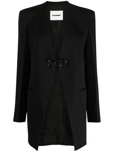 Jil Sander Single-breasted Button-fastening Jacket In Schwarz