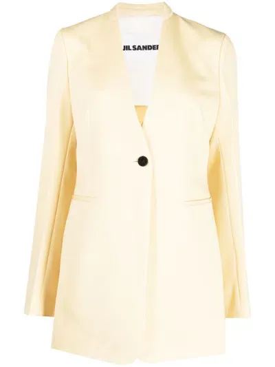 Jil Sander Single-breasted Wool Blazer In Yellow