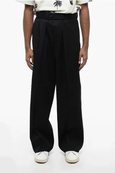 Jil Sander Single-pleated Virgin Wool Pants With Belt In Black