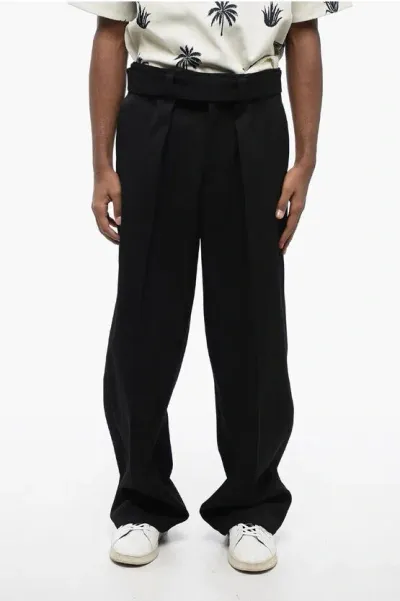 Jil Sander Single-pleated Wool Pants With Belt In Black