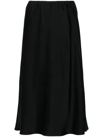 Jil Sander High-waist Satin Midi Skirt In Black