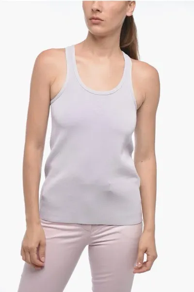 Jil Sander Stretchy Tank Top With Embossed Detail In Gray