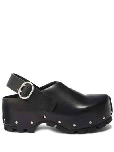 Jil Sander Stud-embellished Leather Clogs In Black