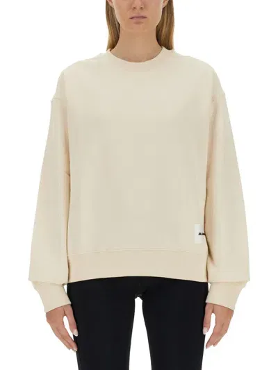 Jil Sander Logo-patch Crew-neck Sweatshirt In Yellow