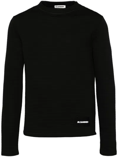 Jil Sander + Texture Long-sleeves T-shirt In Black