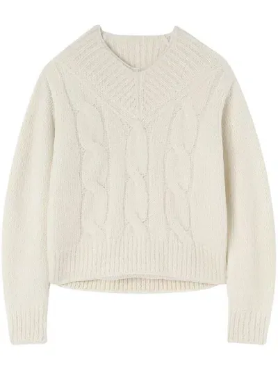 Jil Sander V-neck Jumper In White