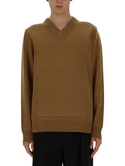 Jil Sander V-neck Sweater In Beige