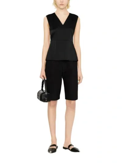 Jil Sander V-neck Wool Tank Top In Black