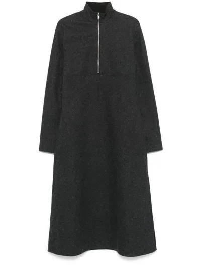 Jil Sander Virgin Wool Midi Dress In Grey