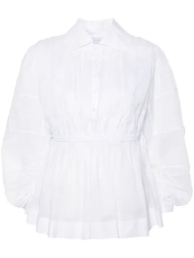 Jil Sander White Long-sleeve Cotton Blouse