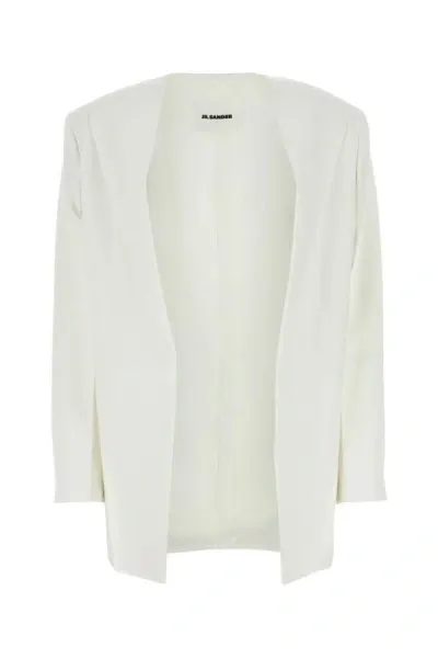 Jil Sander Drop Shoulder Tailored Blazer In White