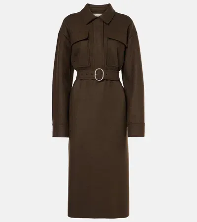 Jil Sander Wool-blend Shirt Dress In Brown