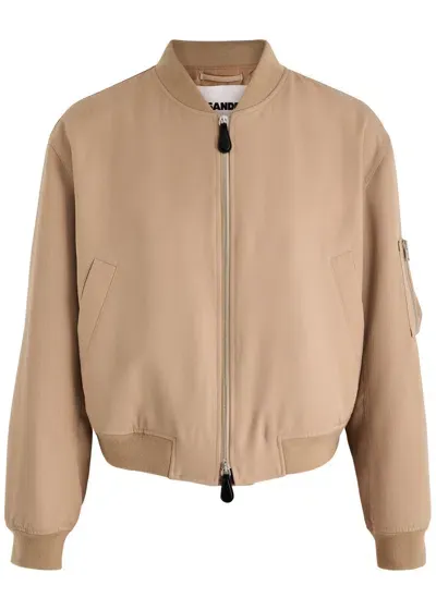 Jil Sander Wool Bomber Jacket In Beige