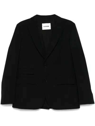 Jil Sander Wool Canvas Blazer In Black