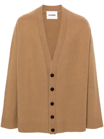 Jil Sander Wool Cardigan In Brown