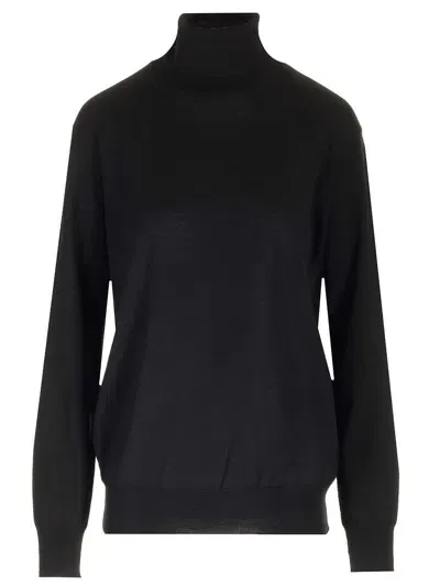 Jil Sander Wool Jersey Turtleneck In Black