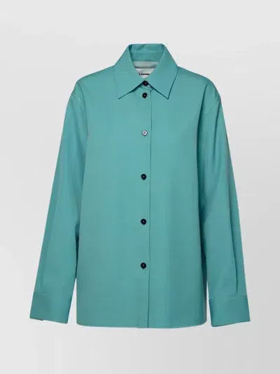 Jil Sander Turquoise Wool Shirt In Blue