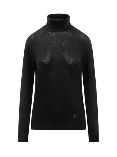 Jil Sander Wool Sweater With Logo In Black