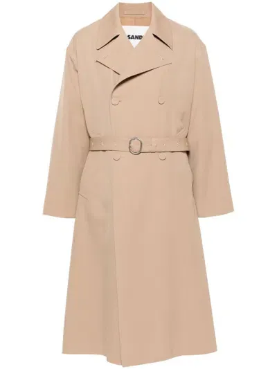 Jil Sander Wool Trench Coat In Brown