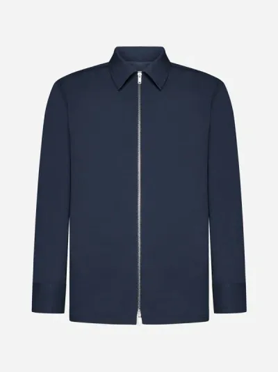 Jil Sander Zip-fastening Crepe-texture Shirt In Marine