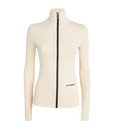 Jil Sander Zip-up Cardigan In White