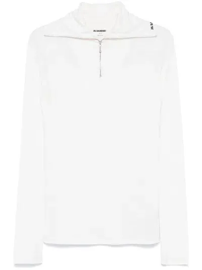 Jil Sander + Zip-up T-shirt In White