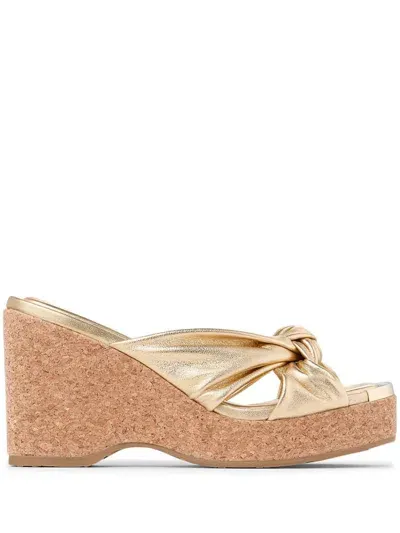 Jimmy Choo 110mm Avenue Wedges In Gold