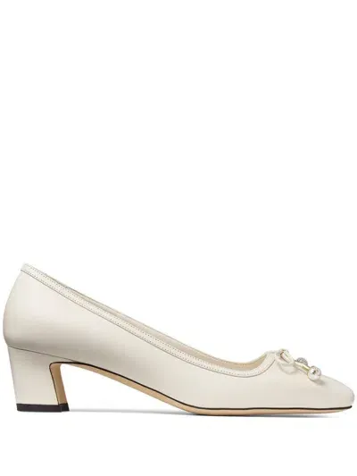 Jimmy Choo 45mm Elme Nappa Leather Pumps In White