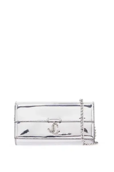 Jimmy Choo Avenue Patent-leather Crossbody Bag In Silver (silver)