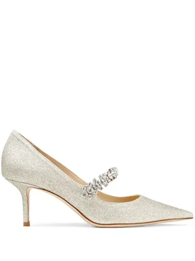 Jimmy Choo Bing 65mm Glitter-effect Pumps In Neutrals