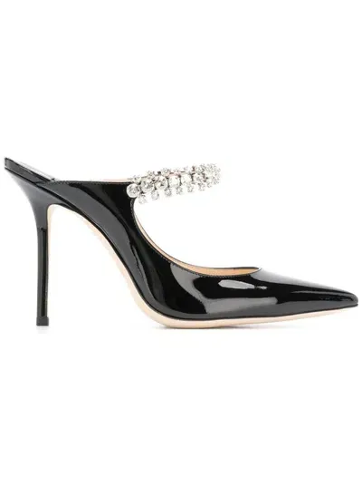 Jimmy Choo Black Pumps With Crystal Strap In Patent Leather Woman In Grey