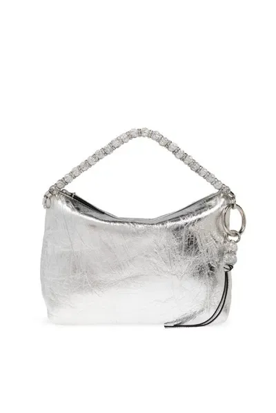 Jimmy Choo Callie Metallic Embellished Clutch Bag In Silver