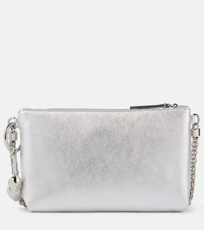 Jimmy Choo Callie Mini Metallic Leather Clutch In Silver