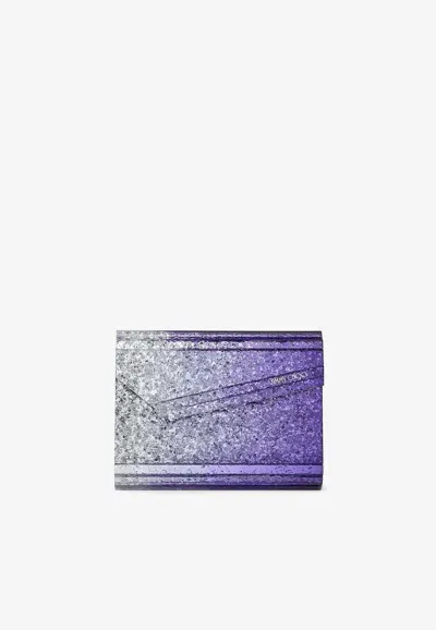 Jimmy Choo Candy Glitter Acrylic Clutch Bag In Purple