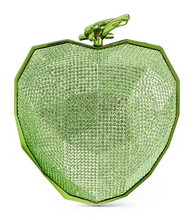 Jimmy Choo Crystal-embellished Heart Clutch Bag In Green