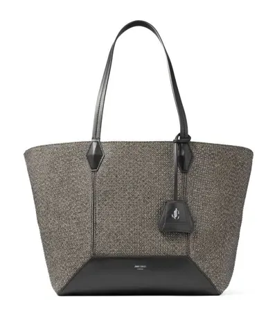 Jimmy Choo Diamond Medium Embellished Herringbone Tote Bag In Schwarz