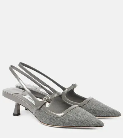 Jimmy Choo Didi Flannel Slingback Pumps In Grey