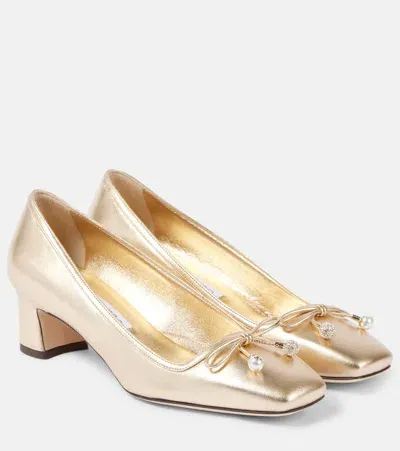 Jimmy Choo Pumps Elme 45 Aus Metallic-leder In Gold