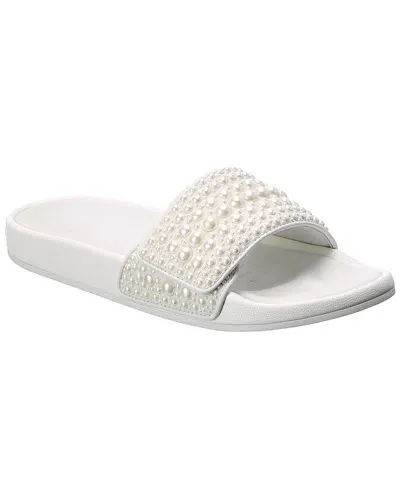 Jimmy Choo Fitz Embellished Canvas-leather Slides In White