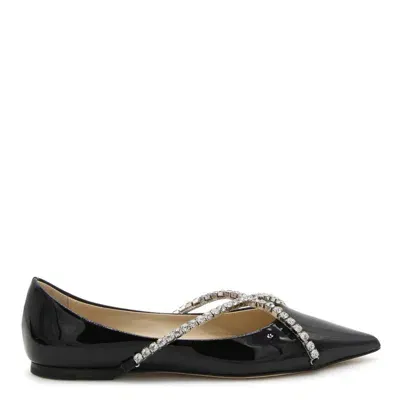 Jimmy Choo Black Genevi Ballerina Flats In Black/crystal