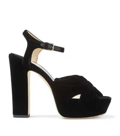 Jimmy Choo Heloise 120 Velvet Platform Sandals In Black