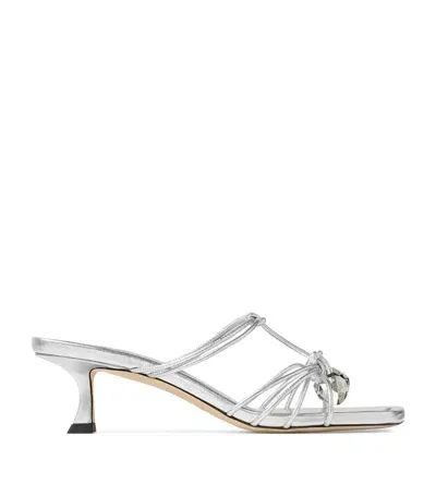 Jimmy Choo Jemma 50 Nappa Leather Heeled Mules In Silver